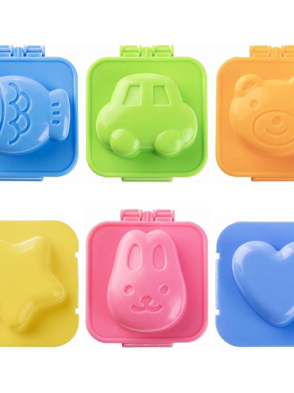 6Pcs Egg Rice Mold Hard Boiled Egg Mold Fish Car Heart Shape Onigiri Molds Rice